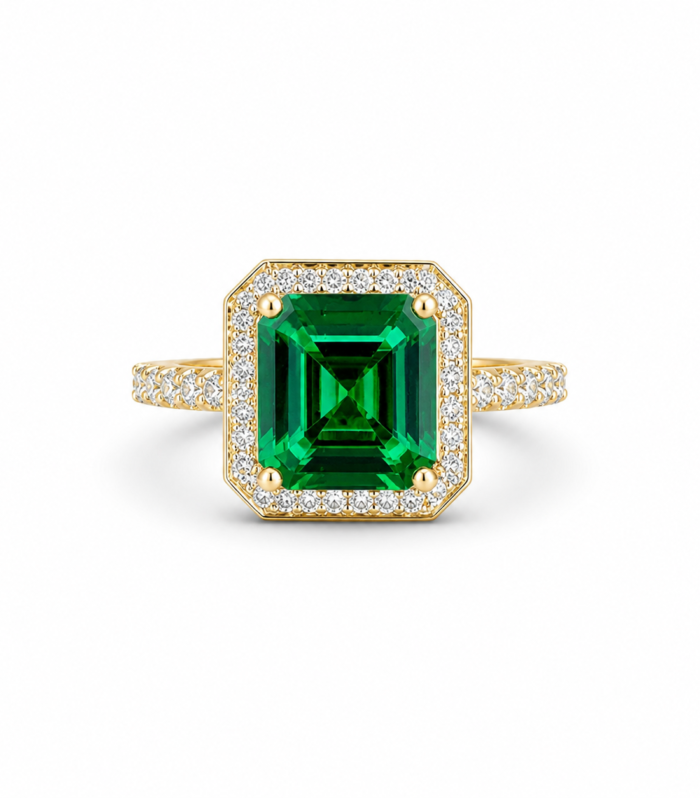 Emerald Noir Halo Ring