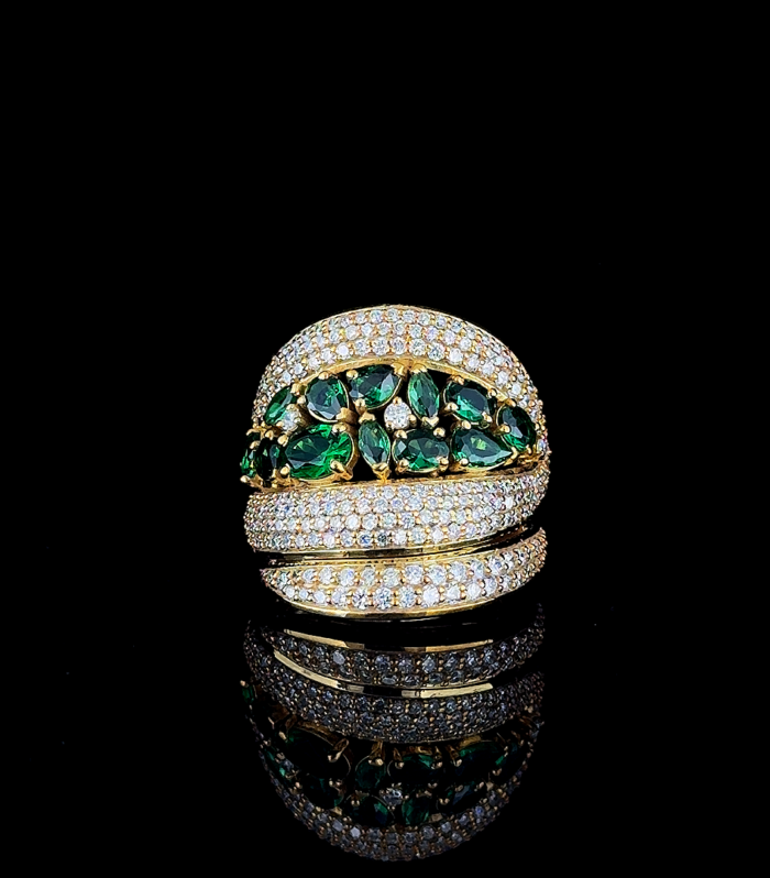 Emerald Cascade Statement Ring