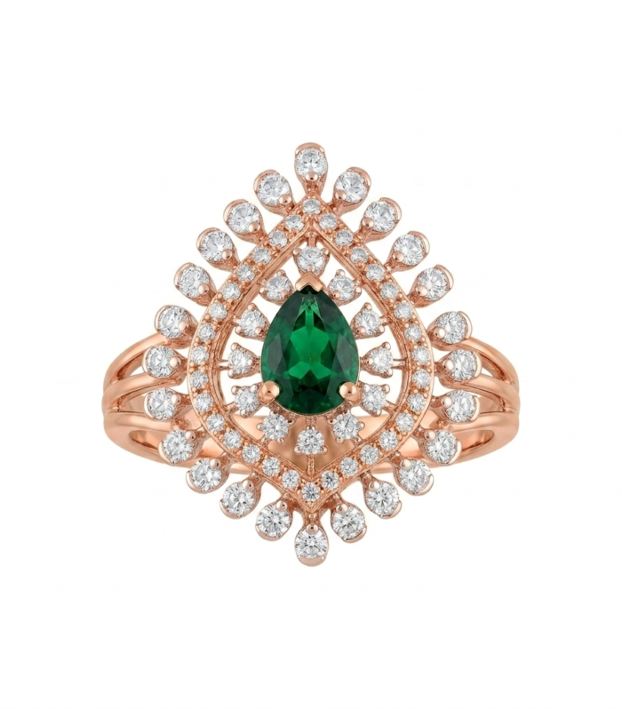 Emerald Teardrop Aura Ring