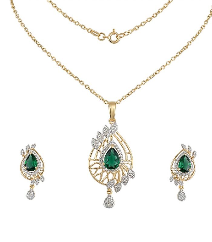 Emerald Aura Drop Pendant Set