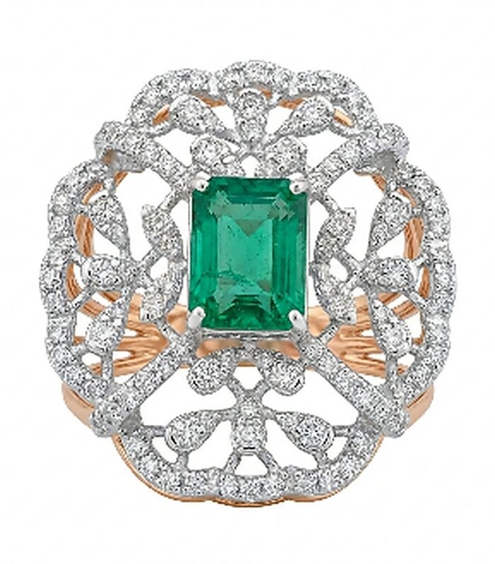 Emerald Floral Cocktail Ring