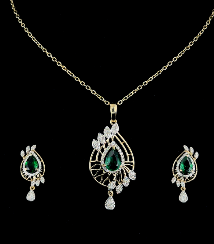 Emerald Aura Drop Pendant Set