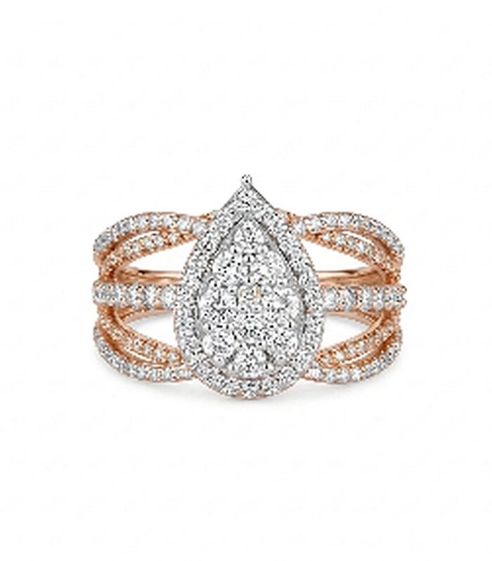 Twilight Pear Halo Ring