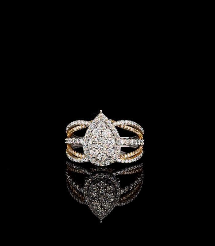 Twilight Pear Halo Ring